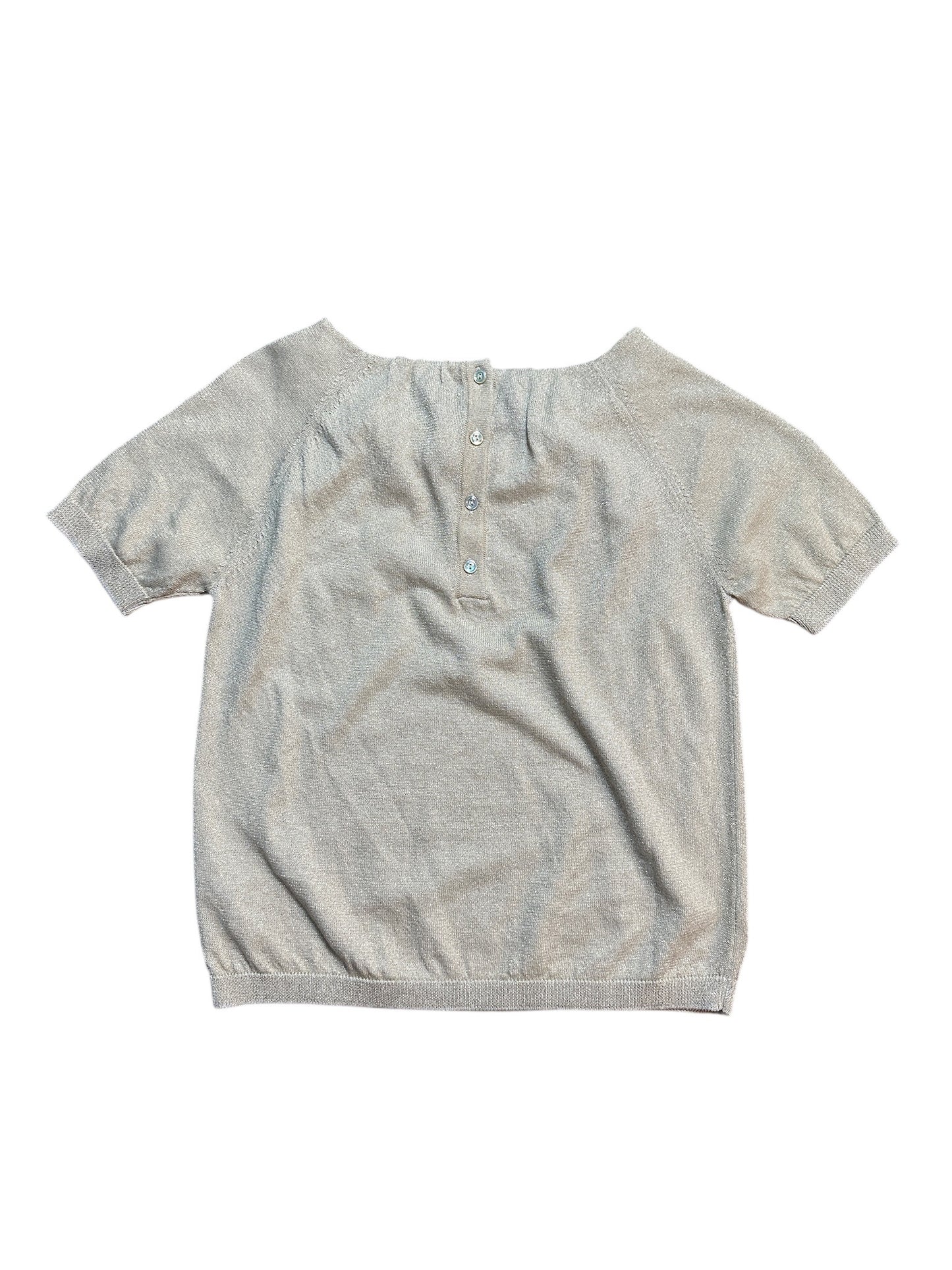 Christian Dior Metallic Stricktop Silber Glitzer Kurzarm XS