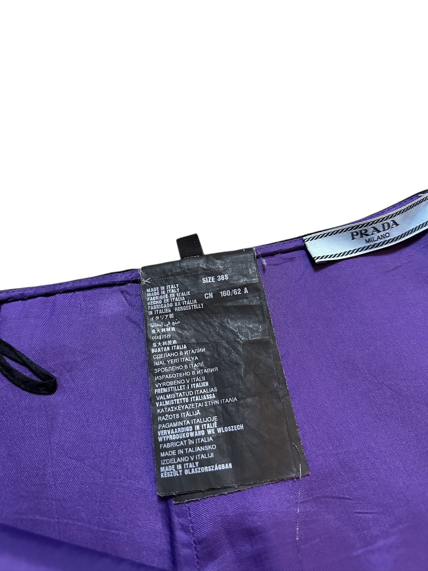 Prada Milano Midi Rock Baumwolle Seide Line Schwarz Lila S