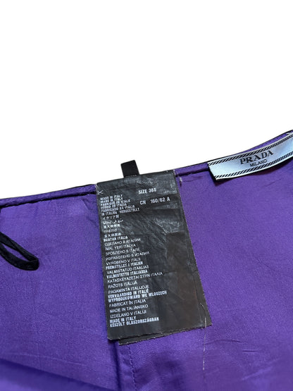 Prada Milano Midi Rock Baumwolle Seide Line Schwarz Lila S