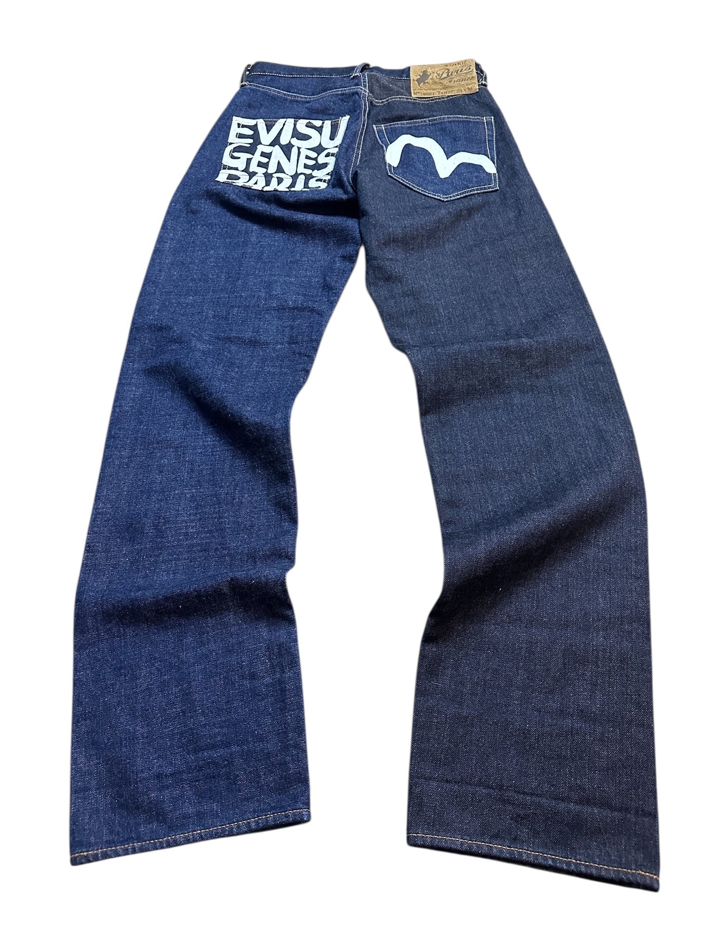 Evisu Jeans 2001 Genes Paris Raw Denim Two Toned Backprint 29
