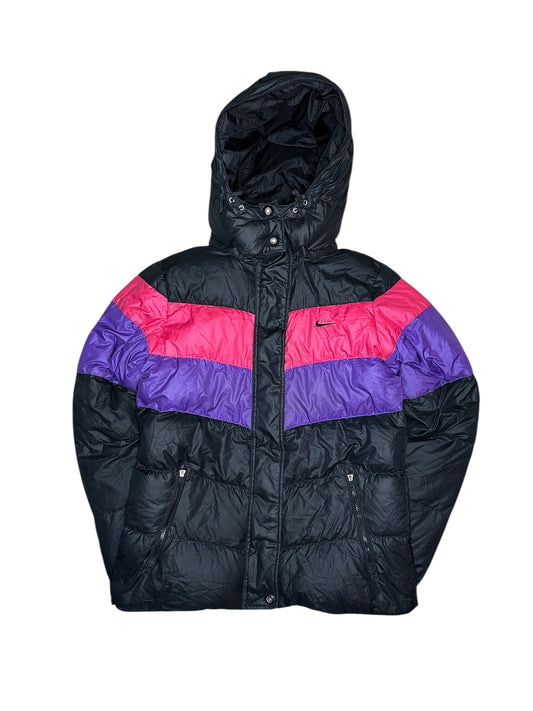 Nike Vintage Daunenjacke Puffer Jacke Daunen Schwarz Lila Bunt M