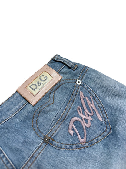 Dolce & Gabbana Flared Herz Backprint Jeans 28