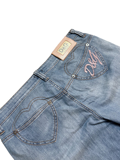 Dolce & Gabbana Flared Herz Backprint Jeans 28