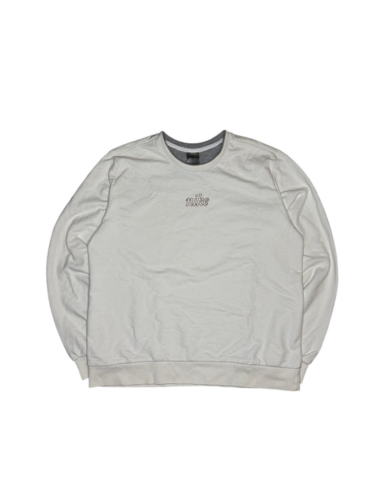 Nike Vintage Sweater Pullover Rundhals Langarm Sweatshirt Weiß Beige Logo L