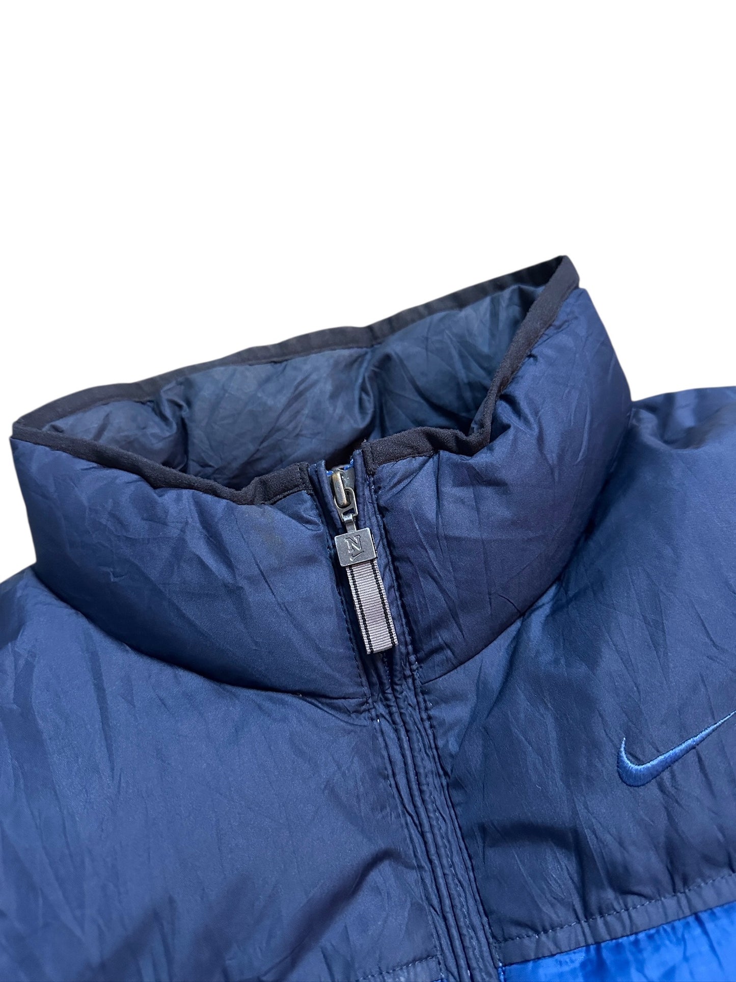Nike Daunenjacke Puffer Warme Vintage Winterjacke Blau Größe M