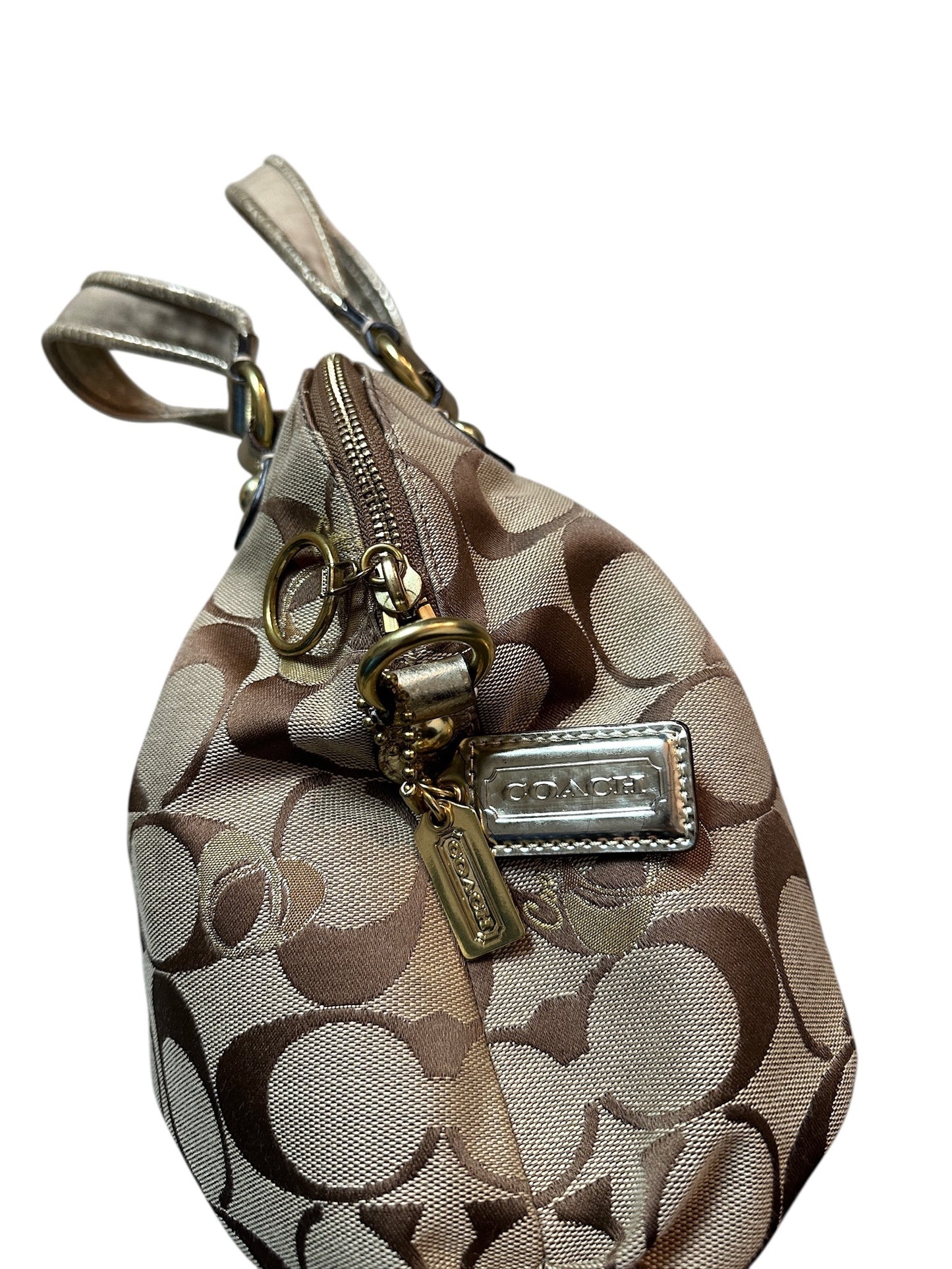 COACH Signature Metallic Monogram Zoe Satchel Handtasche