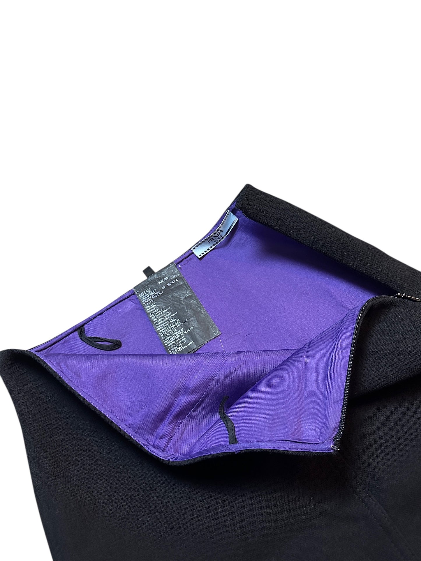 Prada Milano Midi Rock Baumwolle Seide Line Schwarz Lila S