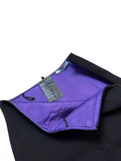 Prada Milano Midi Rock Baumwolle Seide Line Schwarz Lila S