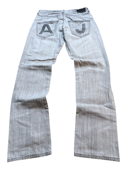 Armani Jeans Vintage Denim Hose Grau Backprint Navy Größe 31