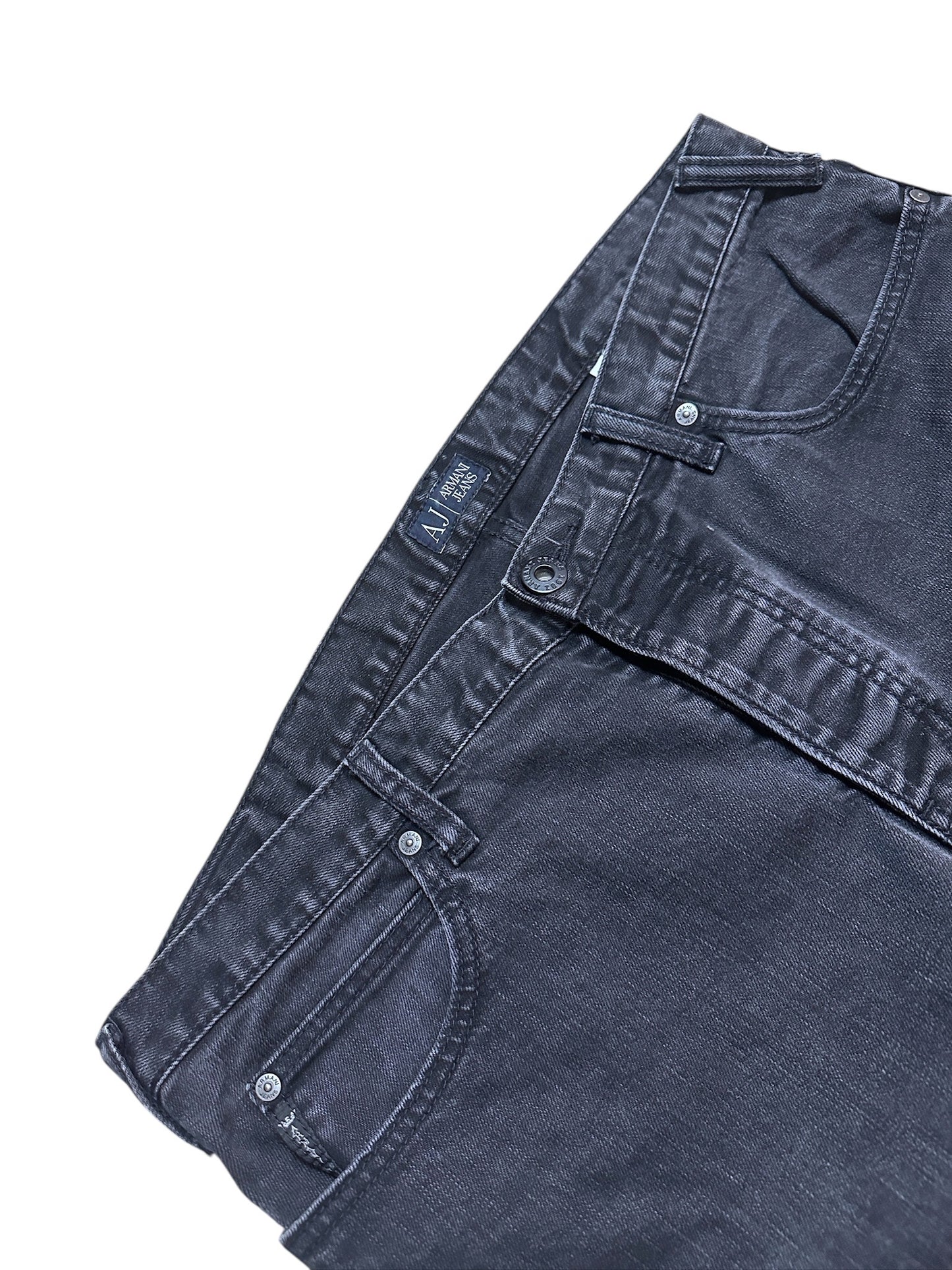 Armani Jeans Baggy Vintage Schwarz Hose Adler Größe 38