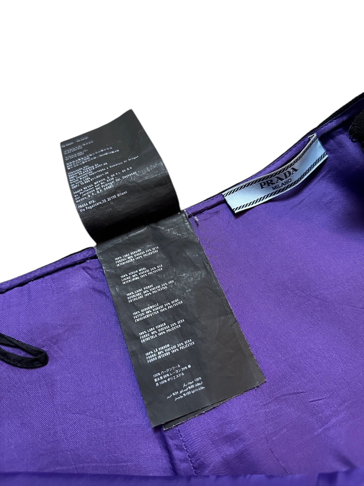 Prada Milano Midi Rock Baumwolle Seide Line Schwarz Lila S