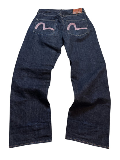 Evisu Jeans No. 2 Hose Raw Baggy Denim  2001 Backprint 34