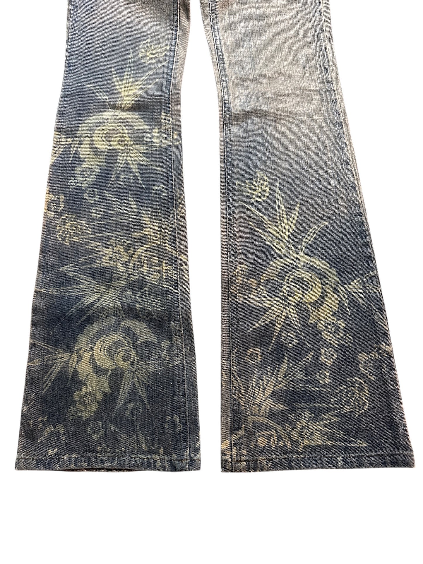 Kai-eu Japan Bootcut Jeans Floral Print Vintage Kyoto Denim XS