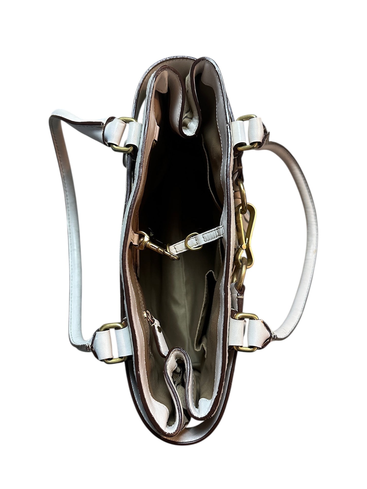 COACH Signature Canvas Tote Bag Weiß Leather Trim