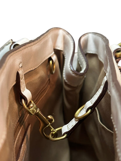 COACH Signature Canvas Tote Bag Weiß Leather Trim