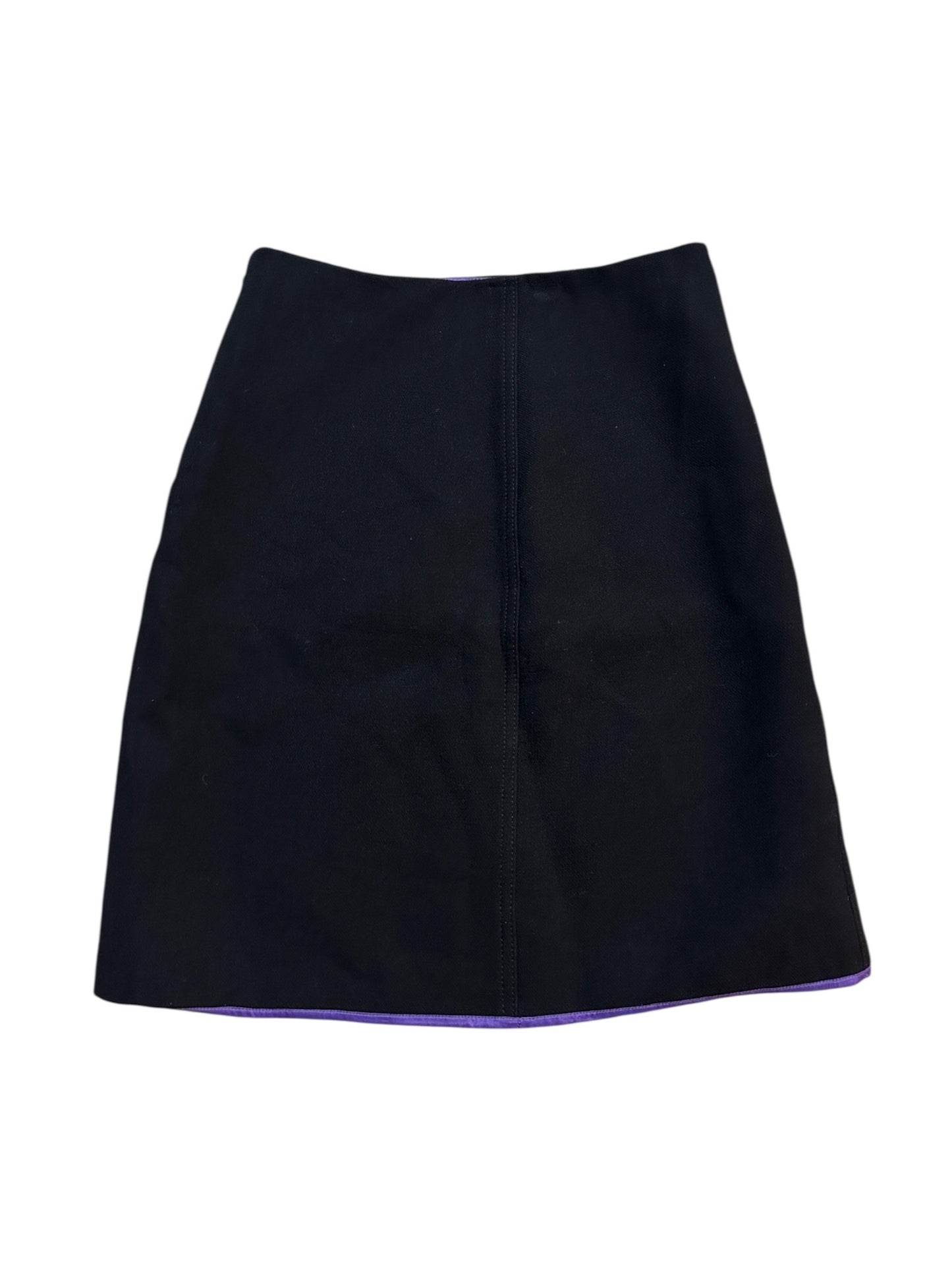 Prada Milano Midi Rock Baumwolle Seide Line Schwarz Lila S