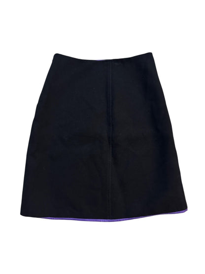 Prada Milano Midi Rock Baumwolle Seide Line Schwarz Lila S