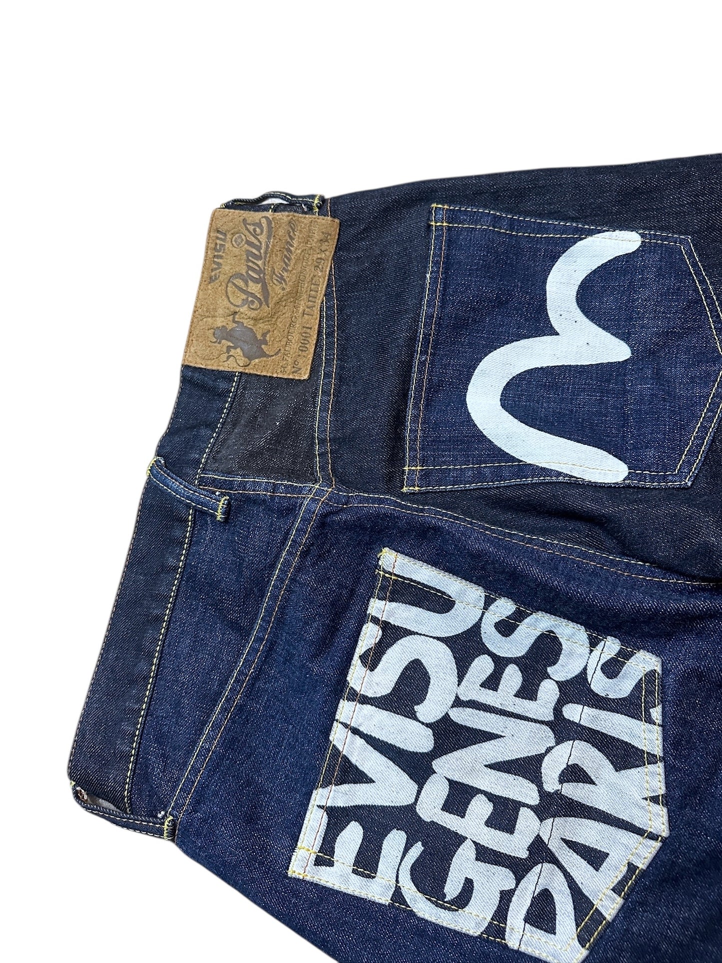 Evisu Jeans 2001 Genes Paris Raw Denim Two Toned Backprint 29