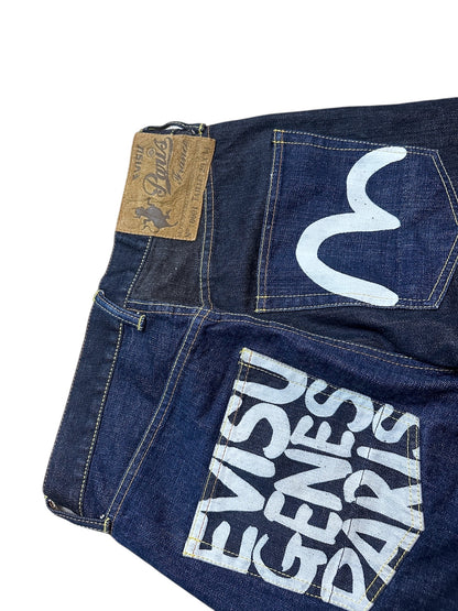 Evisu Jeans 2001 Genes Paris Raw Denim Two Toned Backprint 29