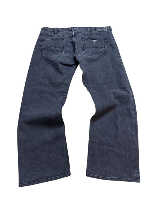 Armani Jeans Baggy Vintage Schwarz Hose Adler Größe 38