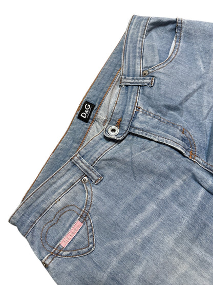 Dolce & Gabbana Flared Herz Backprint Jeans 28