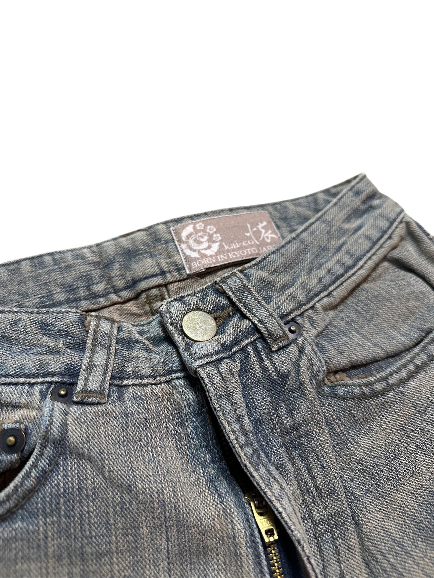 Kai-eu Japan Bootcut Jeans Floral Print Vintage Kyoto Denim XS
