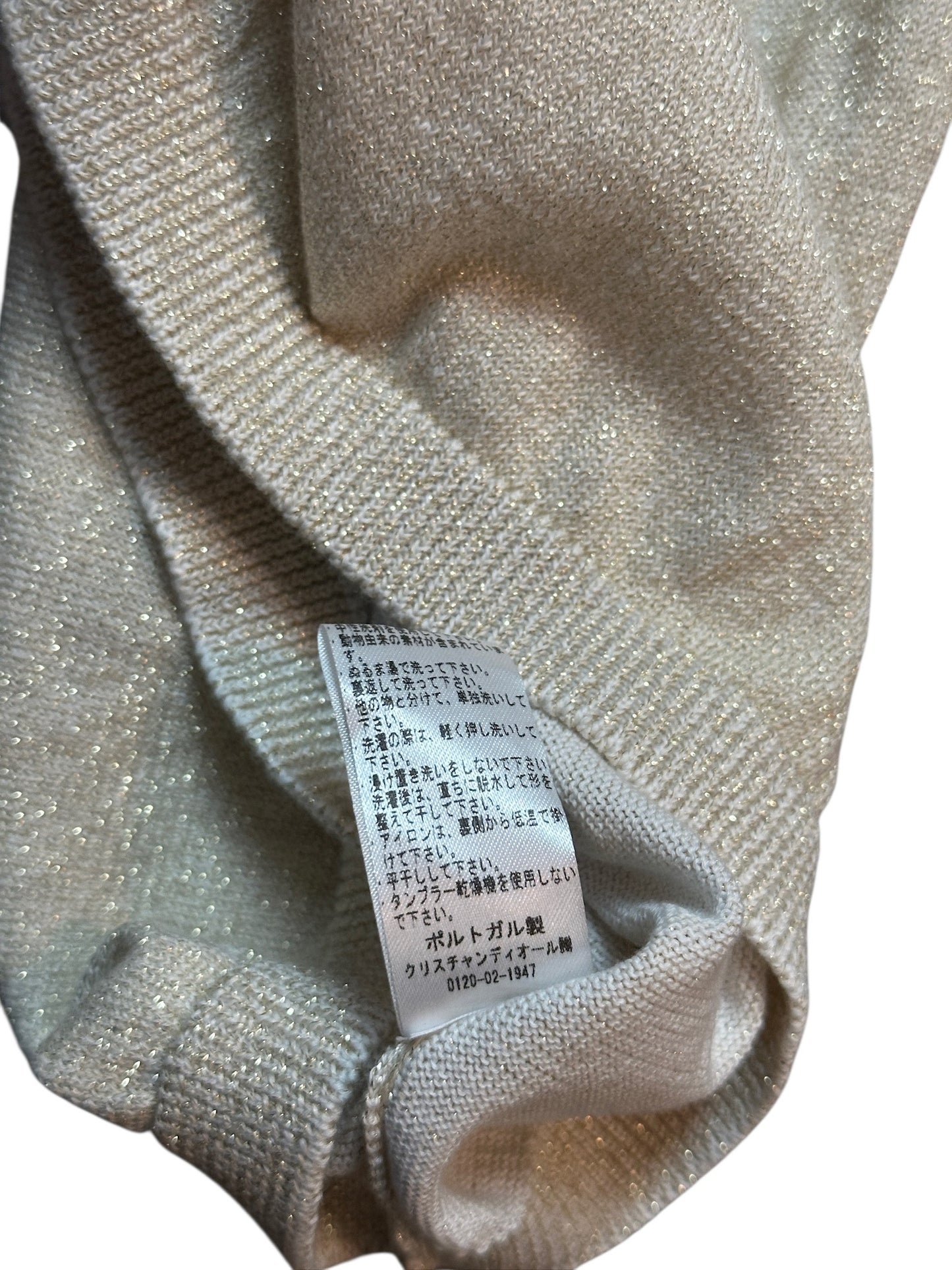 Christian Dior Metallic Stricktop Silber Glitzer Kurzarm XS