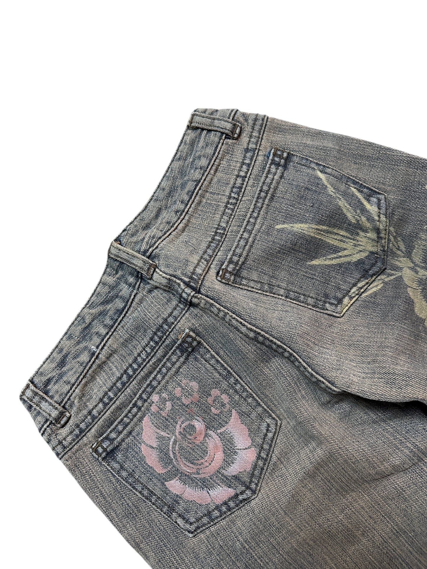 Kai-eu Japan Bootcut Jeans Floral Print Vintage Kyoto Denim XS