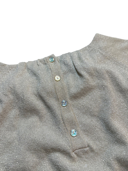 Christian Dior Metallic Stricktop Silber Glitzer Kurzarm XS