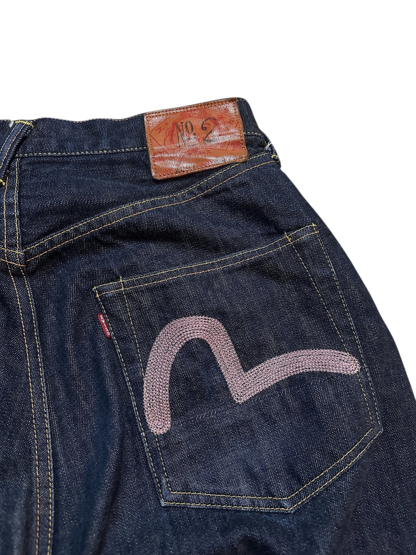 Evisu Jeans No. 2 Hose Raw Baggy Denim  2001 Backprint 34