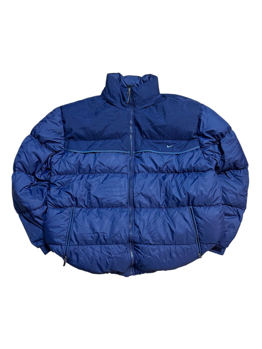 {{NIKE Puffer Jacket Gr. L Blau Vintage Daunenjacke Winterjacke Puffer Coat}} vintage fashion.