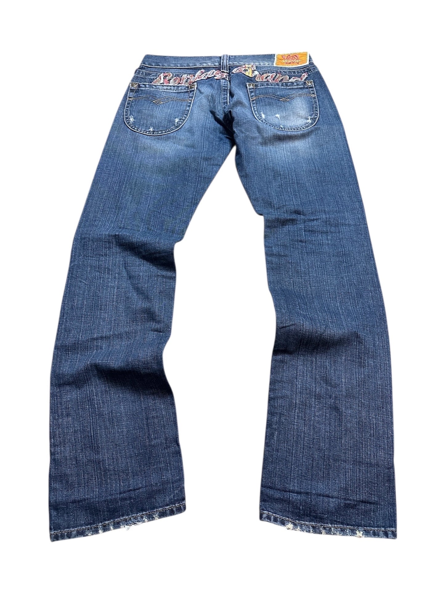 Replay Vintage Backprint Jeans Blau Denim Pants Leg Logo Print 29