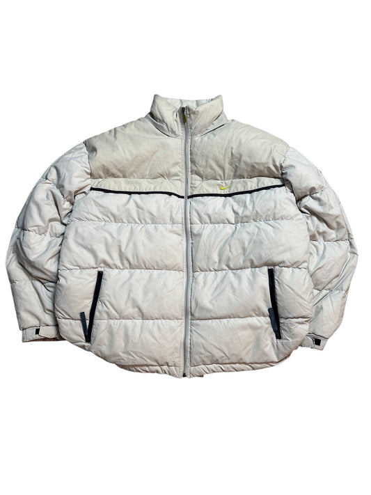 {{Nike Winterjacke Daunenjacke Hellgrau Gr. L Vintage Puffer Jacket Steppjacke}} vintage fashion.