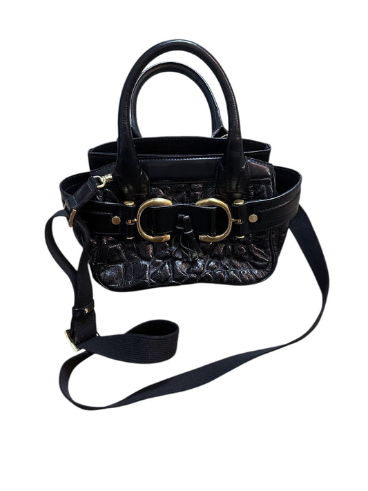 {{SAMANTHA THAVASA Handtasche Black Leather Tote Bag Schwarz Schultertasche}} vintage fashion.