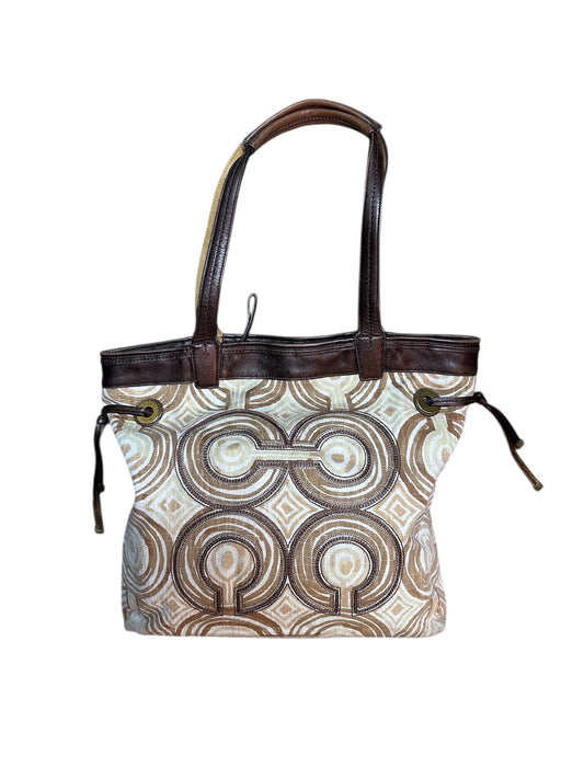 {{Vintage COACH Handtasche Madison Op Art Canvas Bag Shopper Tote Beige Braun Leder}} vintage fashion.