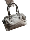 Coach Ashley Leder Satchel Handtasche Perforiert Floral Grau Silber Hardware 2000s