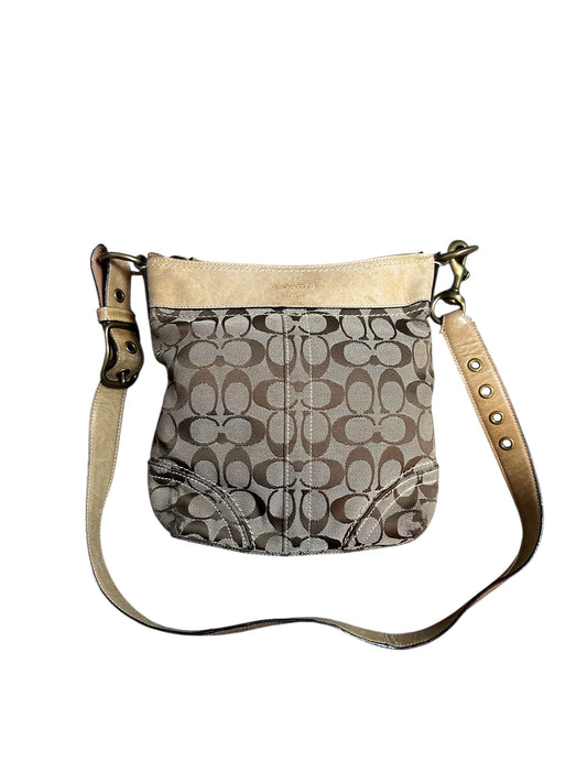 Coach Signature Crossbody Tasche Umhängetasche Beige Braun Monogramm 2000s