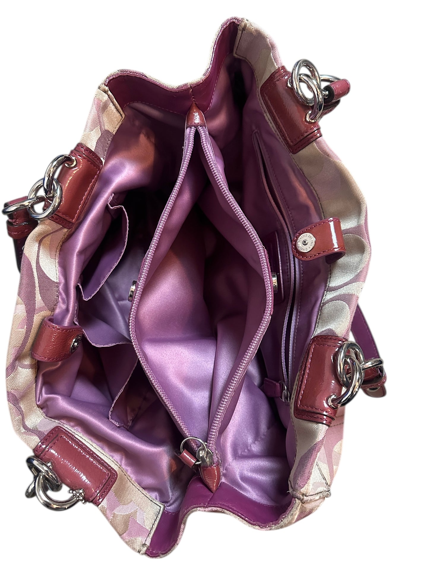 Coach Vintage Monogram Tote Schultertasche 2010s Bag Bordeaux Beige