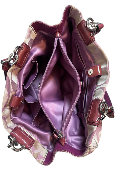 Coach Vintage Monogram Tote Schultertasche 2010s Bag Bordeaux Beige