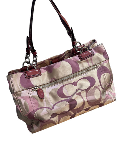 Coach Vintage Monogram Tote Schultertasche 2010s Bag Bordeaux Beige