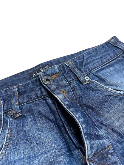 Armani Jeans Vintage Jeanshose Denim Pants Hose Blau Waschung Logo 30
