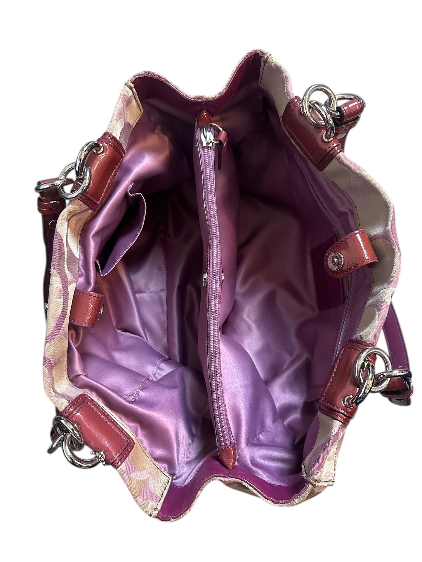 Coach Vintage Monogram Tote Schultertasche 2010s Bag Bordeaux Beige