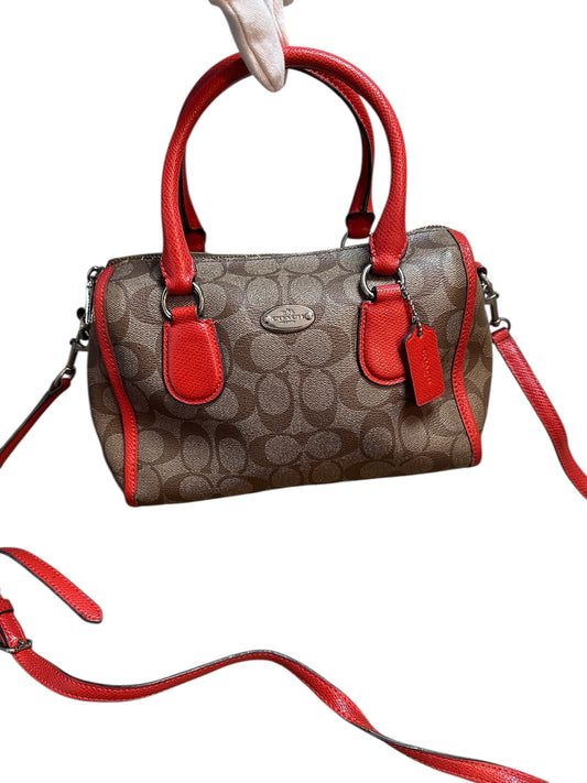 Coach Iridescent Monogram Mini Satchel Handtasche Beige Orange 2010s