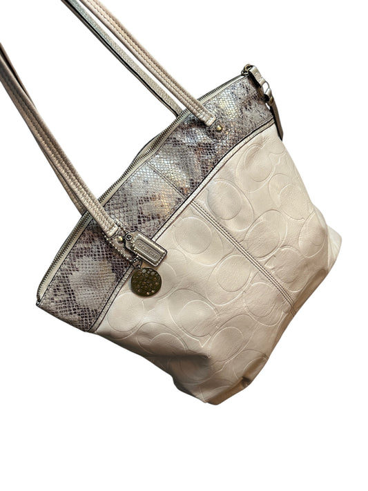 Coach Madison Python Print Monogram Tote Bag Schultertasche 2010s Beige