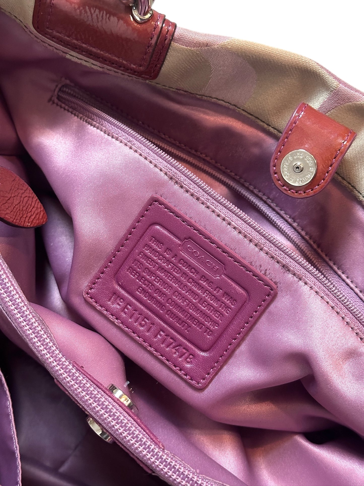 Coach Vintage Monogram Tote Schultertasche 2010s Bag Bordeaux Beige