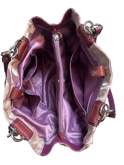 Coach Vintage Monogram Tote Schultertasche 2010s Bag Bordeaux Beige