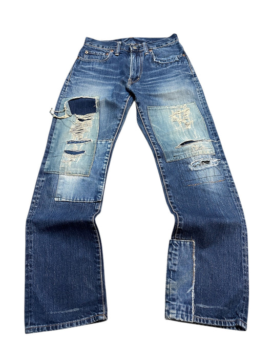 Blue Blue Japan Vintage Distressed Ripped Denim Jeans Blau 30