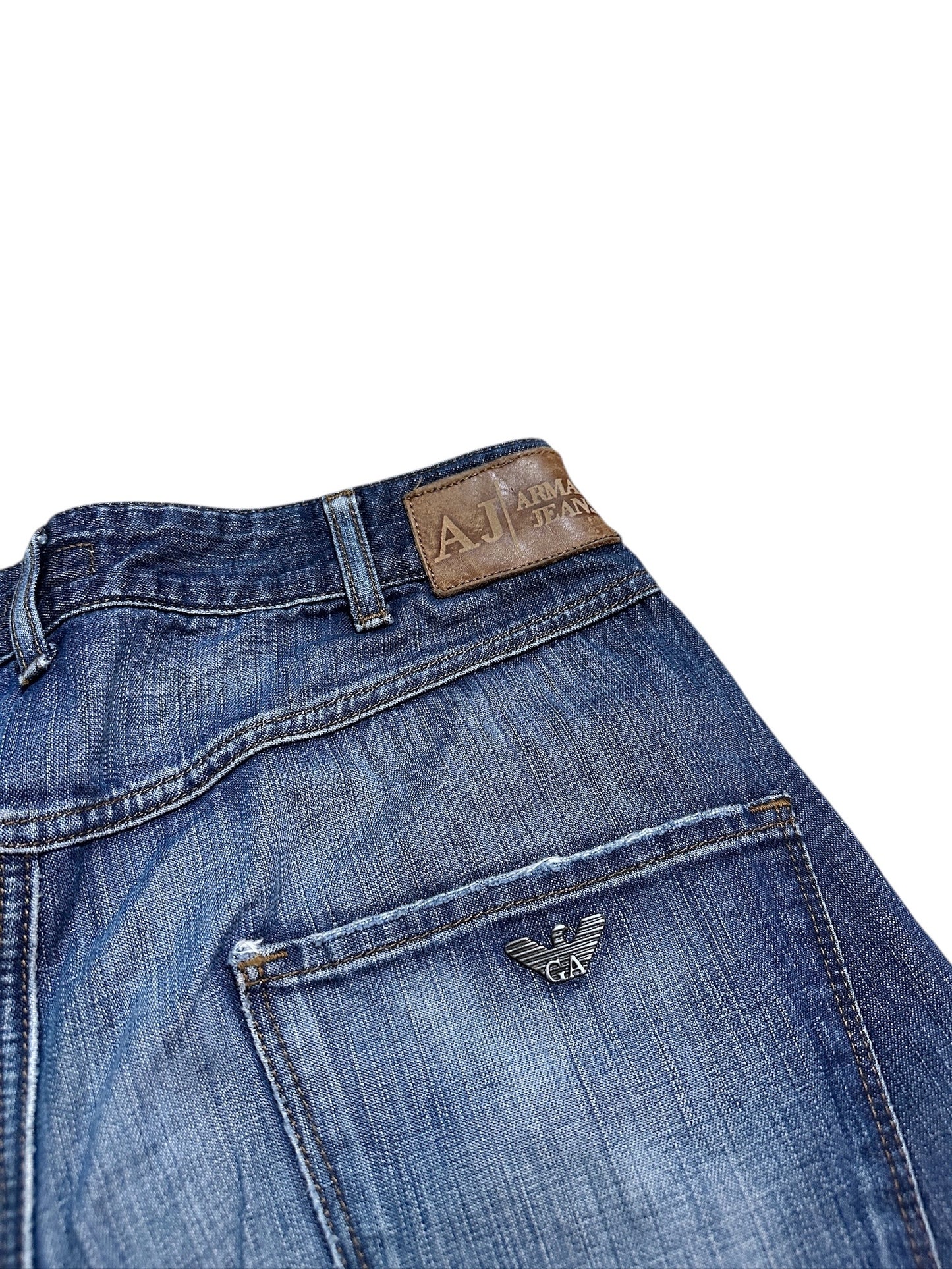 Armani Jeans Vintage Jeanshose Denim Pants Hose Blau Waschung Logo 30