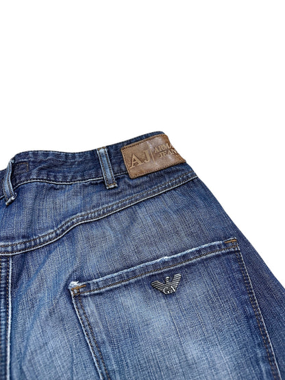 Armani Jeans Vintage Jeanshose Denim Pants Hose Blau Waschung Logo 30