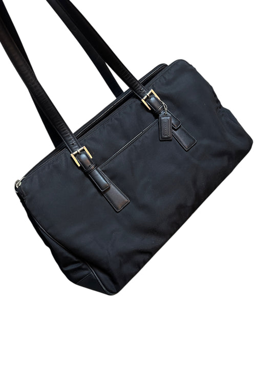 Coach Vintage Business Tote Bag Leder Schwarz Schultertasche